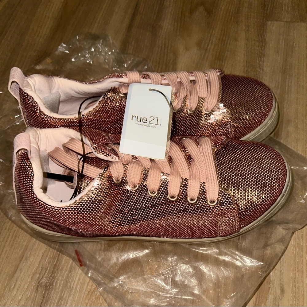 Rue21 Pink and Gold Sparkly Sneakers L 8/9